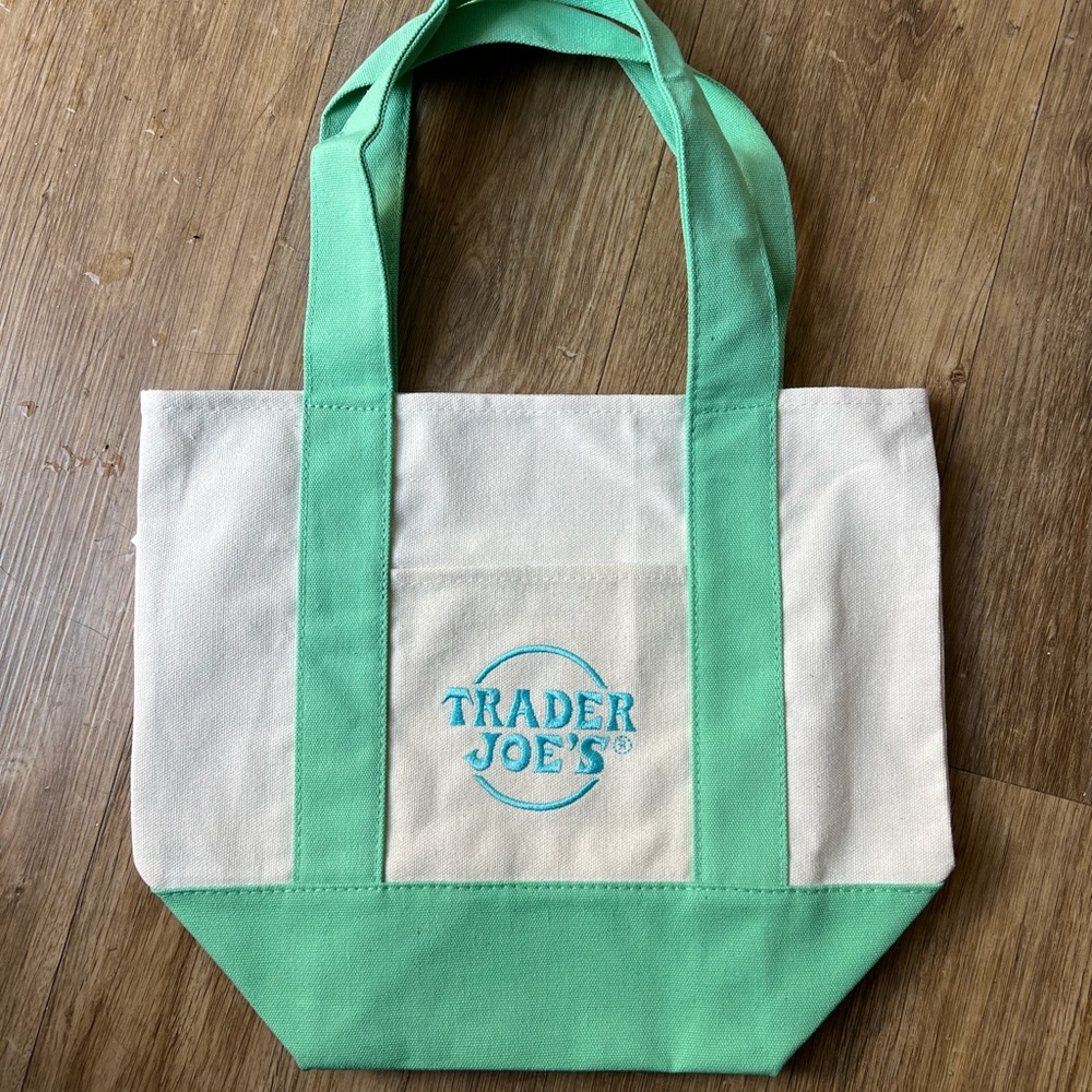 Green and Cream mini Trader Joe’s Tote Bag collectible